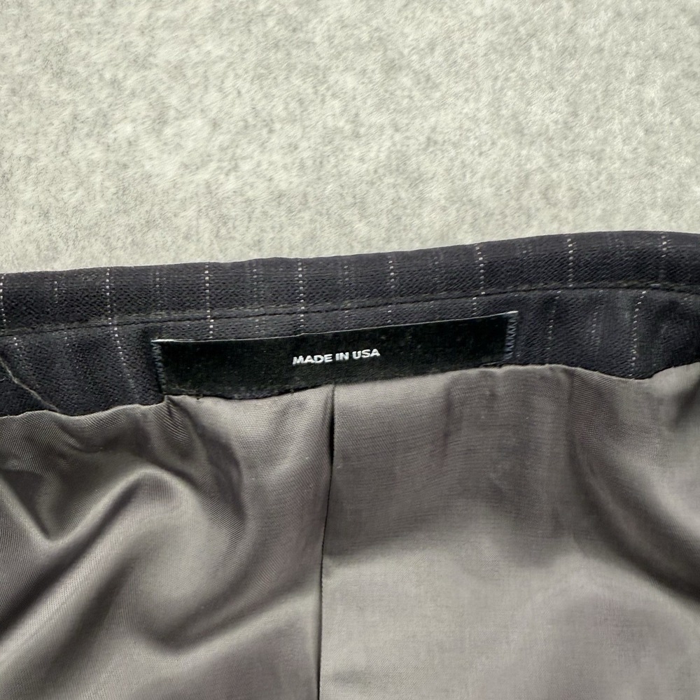 Saks Fifth Avenue Blazer Mens 42R Black Striped Super 130s Wool Loro Piana Coat - Picture 14 of 16